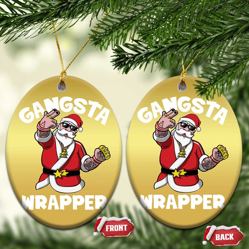 Gangsta Wrapper Funny Xmas Santa Hip Hop Christmas Ornament TS09