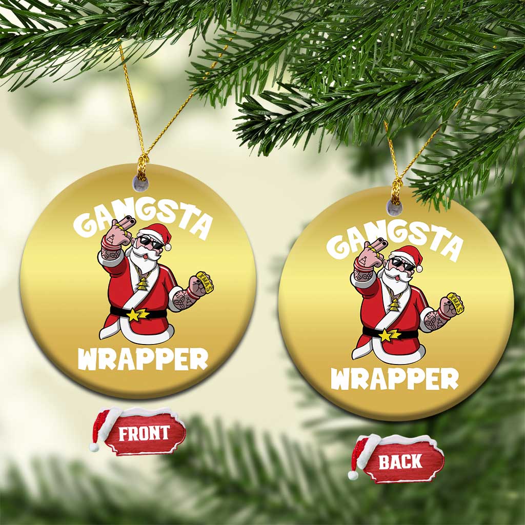 Gangsta Wrapper Funny Xmas Santa Hip Hop Christmas Ornament TS09