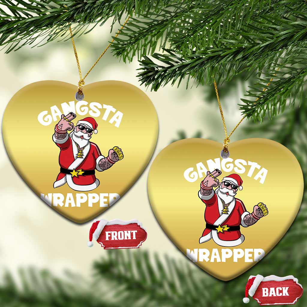 Gangsta Wrapper Funny Xmas Santa Hip Hop Christmas Ornament TS09