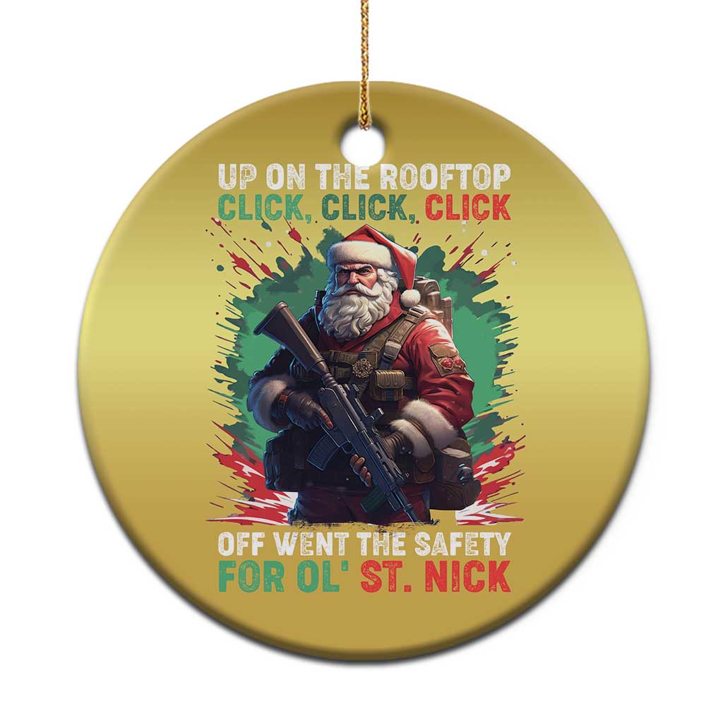 Xmas Veteran Christmas Ornament Up On The Rooftop Click Click Click Santa Patriotic TS09