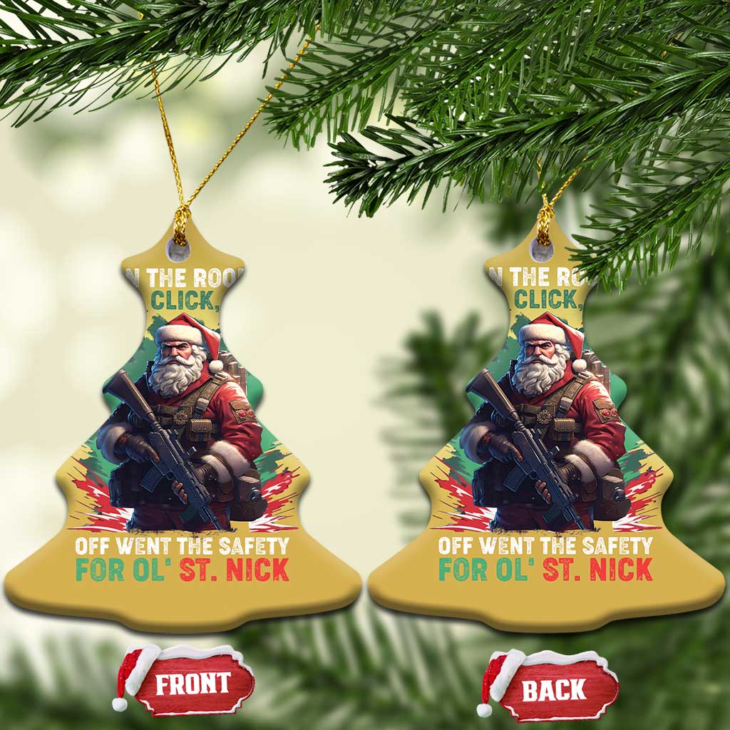 Xmas Veteran Christmas Ornament Up On The Rooftop Click Click Click Santa Patriotic TS09