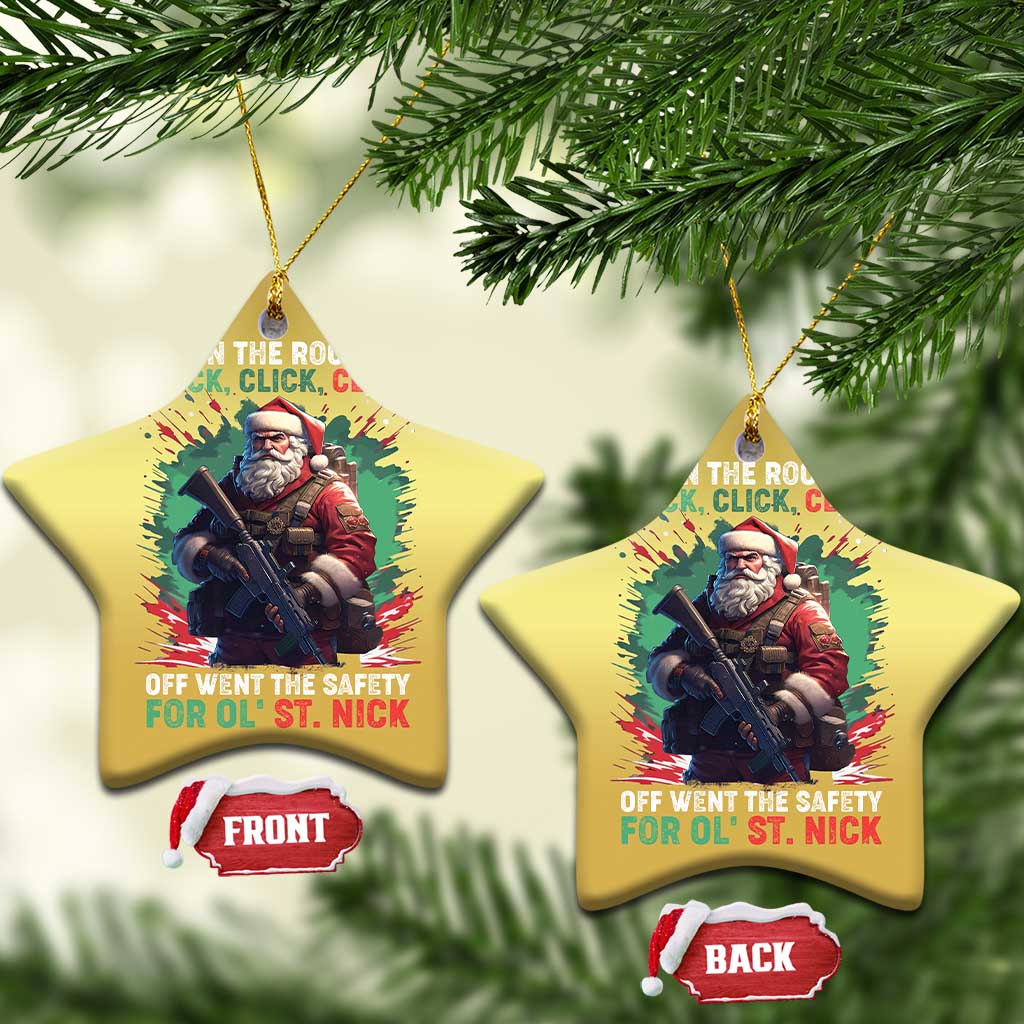 Xmas Veteran Christmas Ornament Up On The Rooftop Click Click Click Santa Patriotic TS09