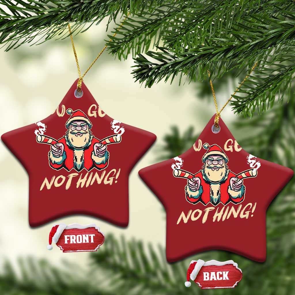 Funny Xmas Gangsta Santa Christmas Ornament You Get Nothing Angry Santa Candy Gun TS09