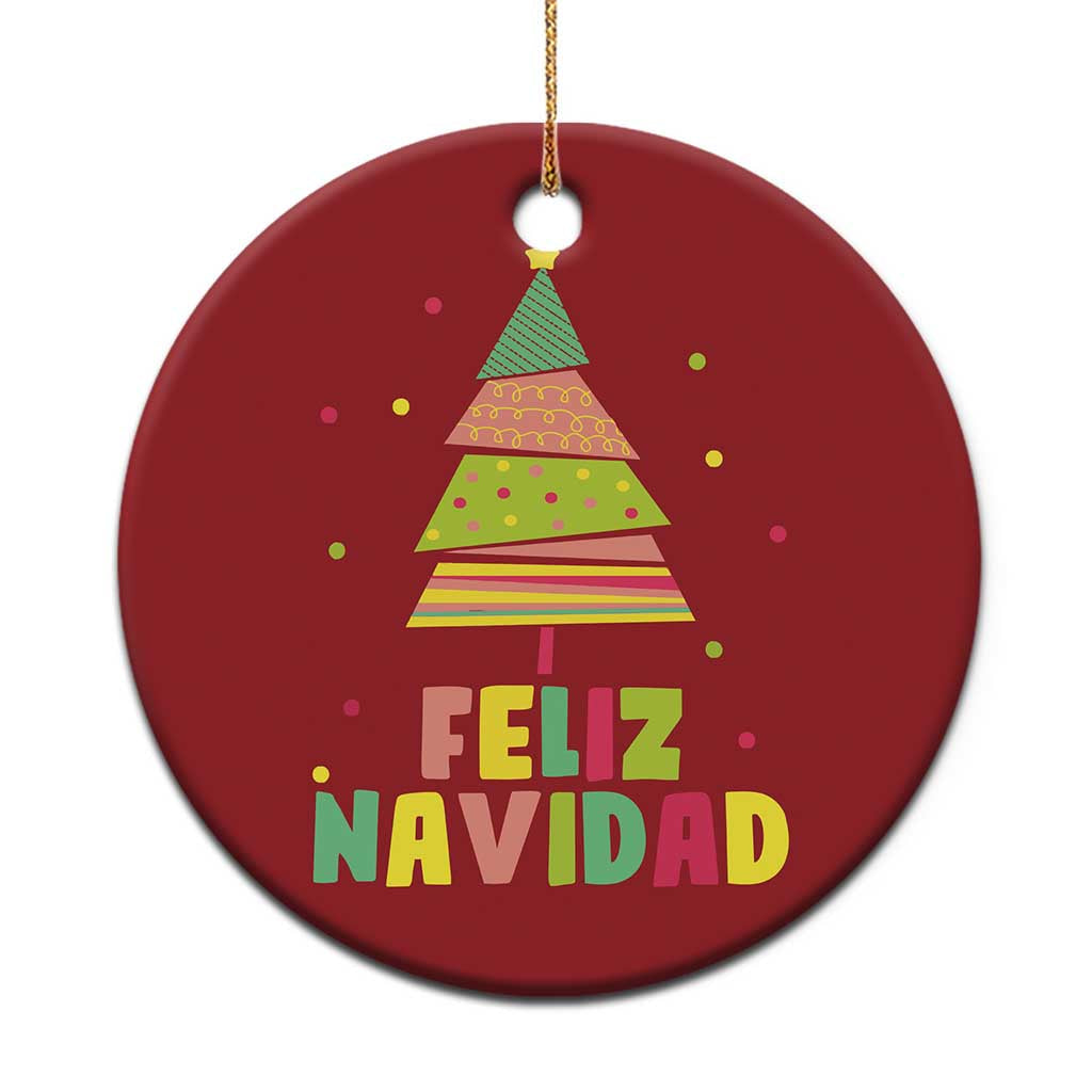 Feliz Navidad Colorful Xmas Tree Spanish Christmas Ornament TS09