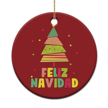 Feliz Navidad Colorful Xmas Tree Spanish Christmas Ornament TS09