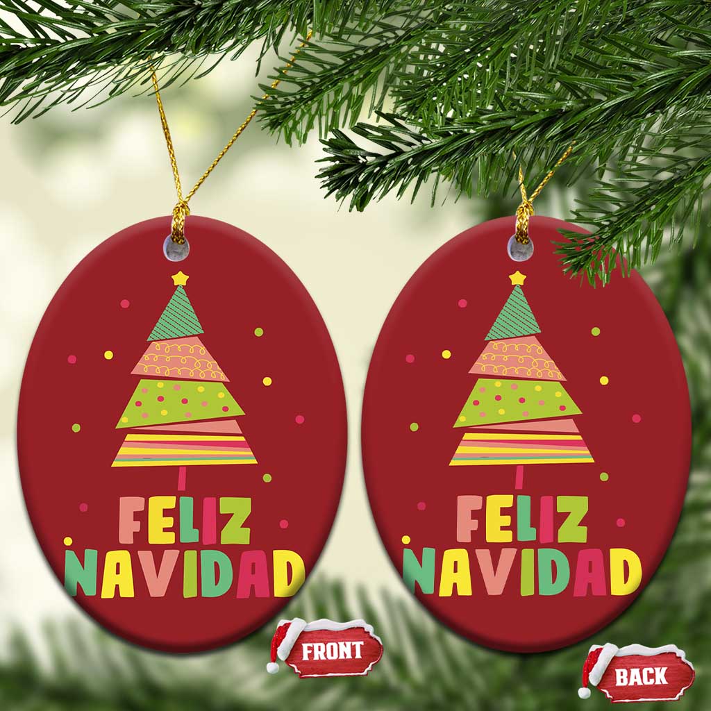 Feliz Navidad Colorful Xmas Tree Spanish Christmas Ornament TS09