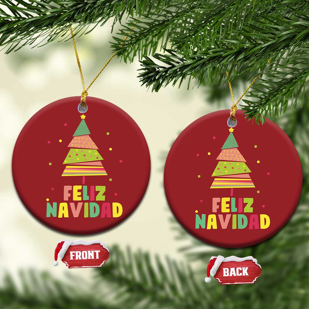 Feliz Navidad Colorful Xmas Tree Spanish Christmas Ornament TS09