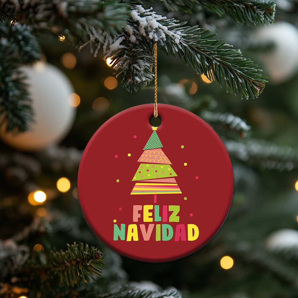 Feliz Navidad Colorful Xmas Tree Spanish Christmas Ornament TS09