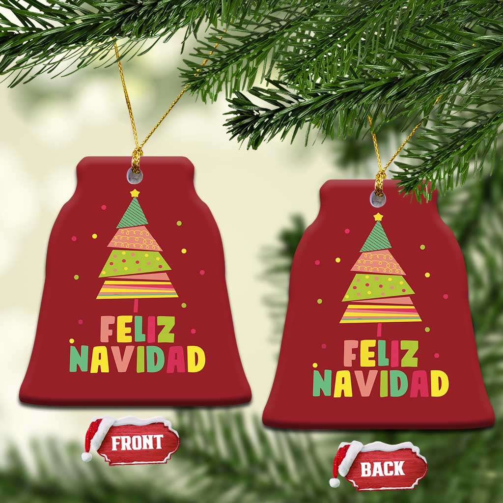 Feliz Navidad Colorful Xmas Tree Spanish Christmas Ornament TS09