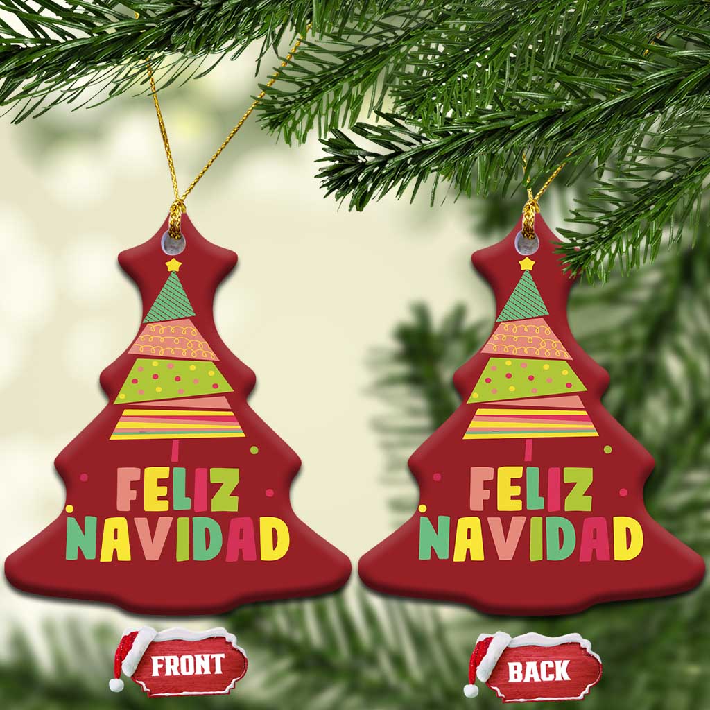 Feliz Navidad Colorful Xmas Tree Spanish Christmas Ornament TS09