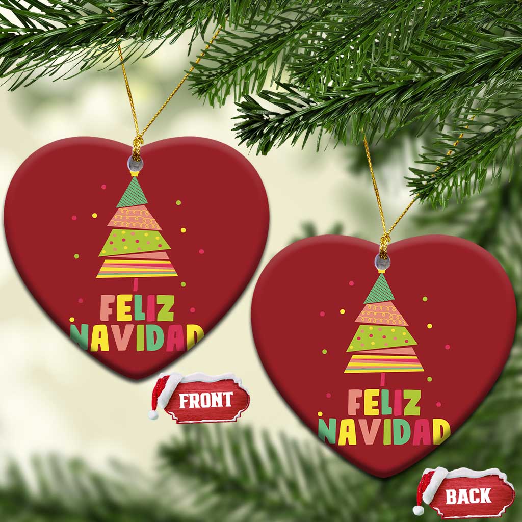 Feliz Navidad Colorful Xmas Tree Spanish Christmas Ornament TS09