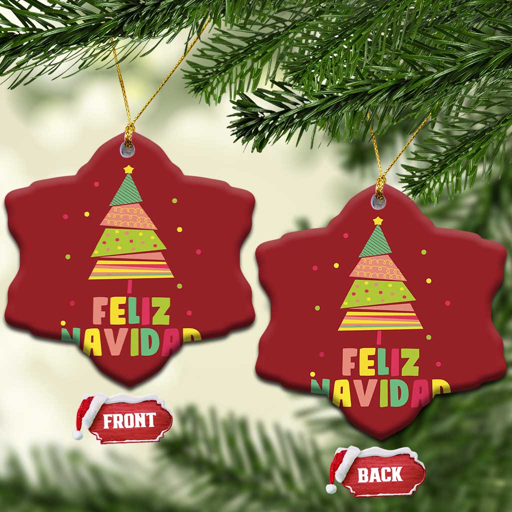 Feliz Navidad Colorful Xmas Tree Spanish Christmas Ornament TS09