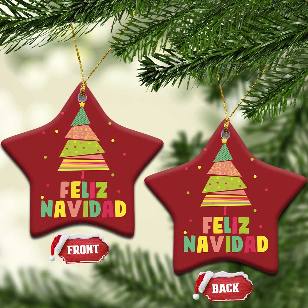 Feliz Navidad Colorful Xmas Tree Spanish Christmas Ornament TS09