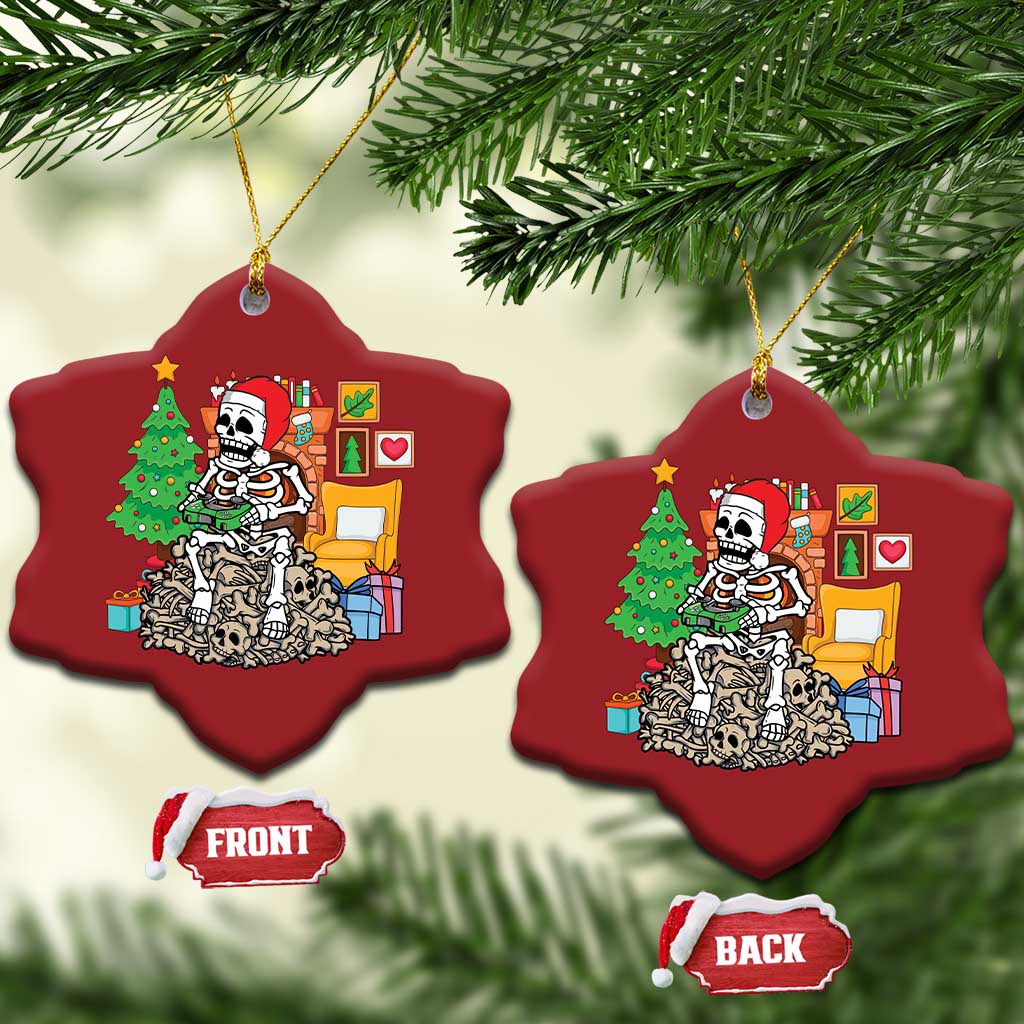 Christmas Gamer Skeleton Gaming Christmas Ornament TS09