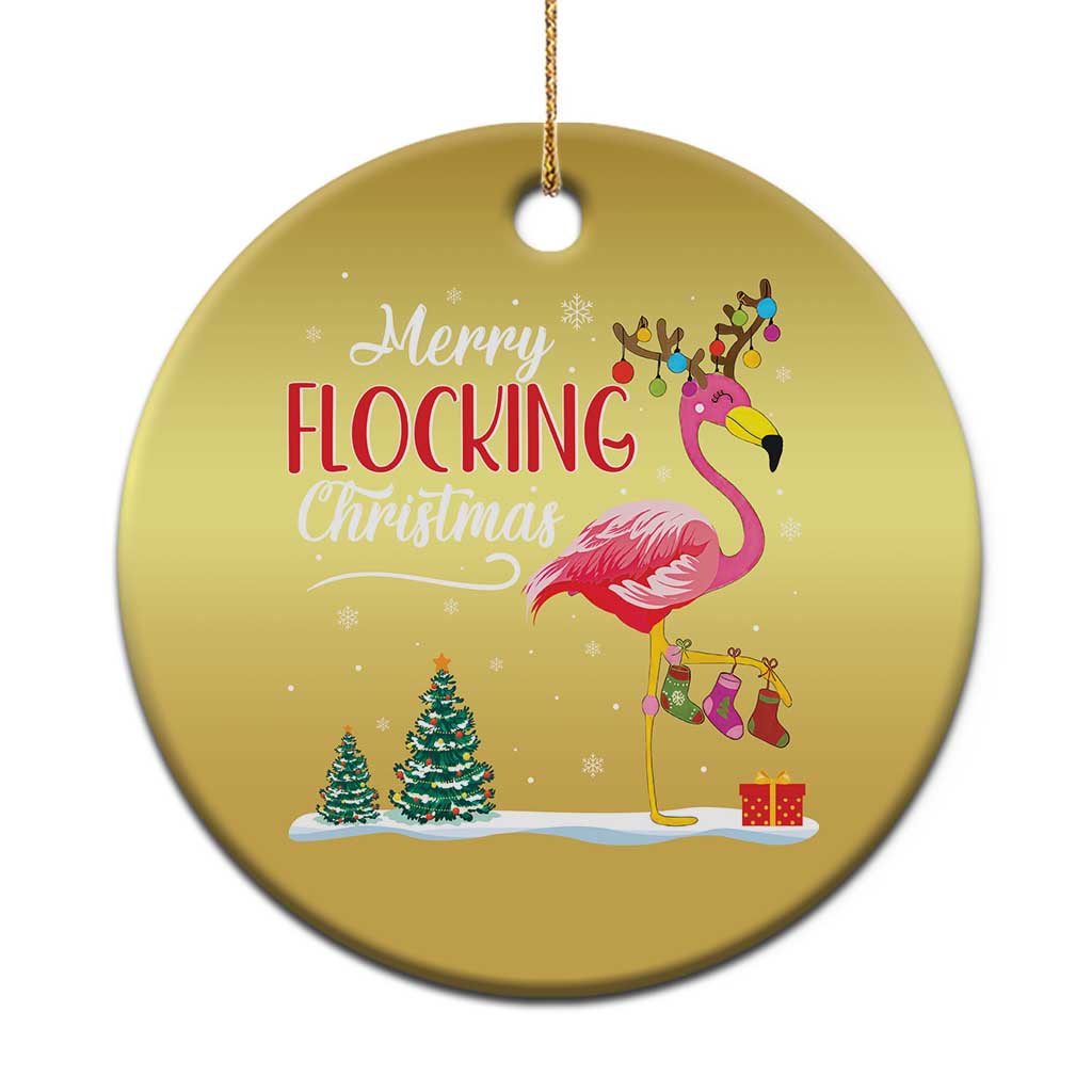 Merry Flocking Xmas Pink Flamingo Christmas Ornament TS09