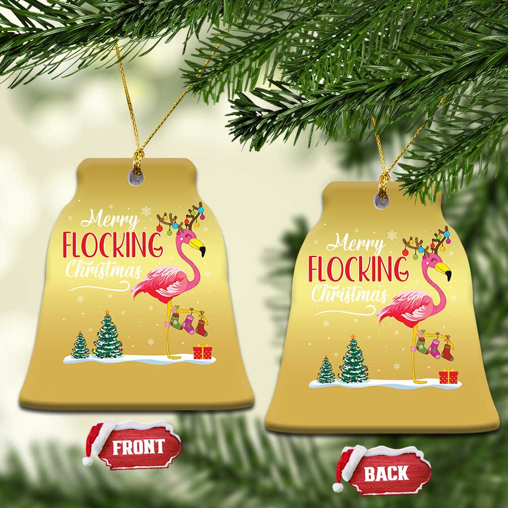 Merry Flocking Xmas Pink Flamingo Christmas Ornament TS09