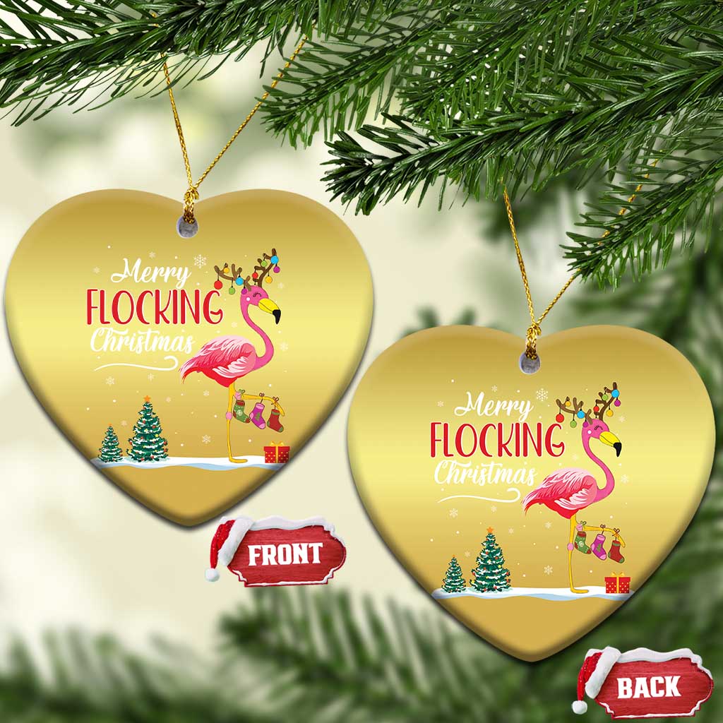 Merry Flocking Xmas Pink Flamingo Christmas Ornament TS09