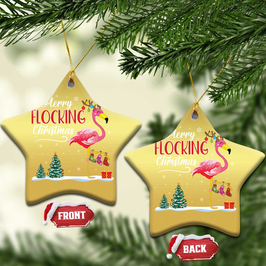 Merry Flocking Xmas Pink Flamingo Christmas Ornament TS09