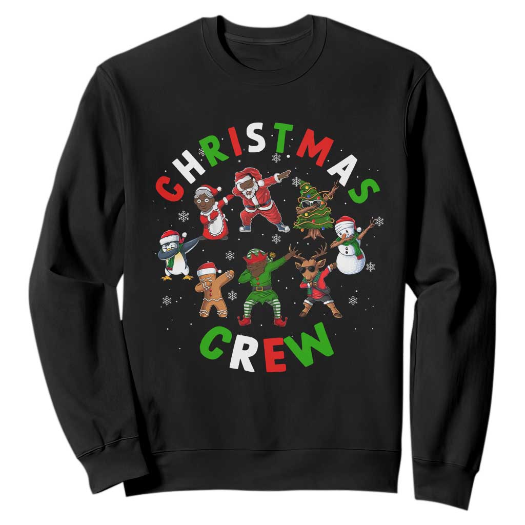Christmas Crew Sweatshirt Black African American Santa Reindeer Snowman Dabbing TS09
