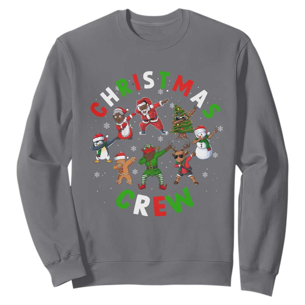 Christmas Crew Sweatshirt Black African American Santa Reindeer Snowman Dabbing TS09