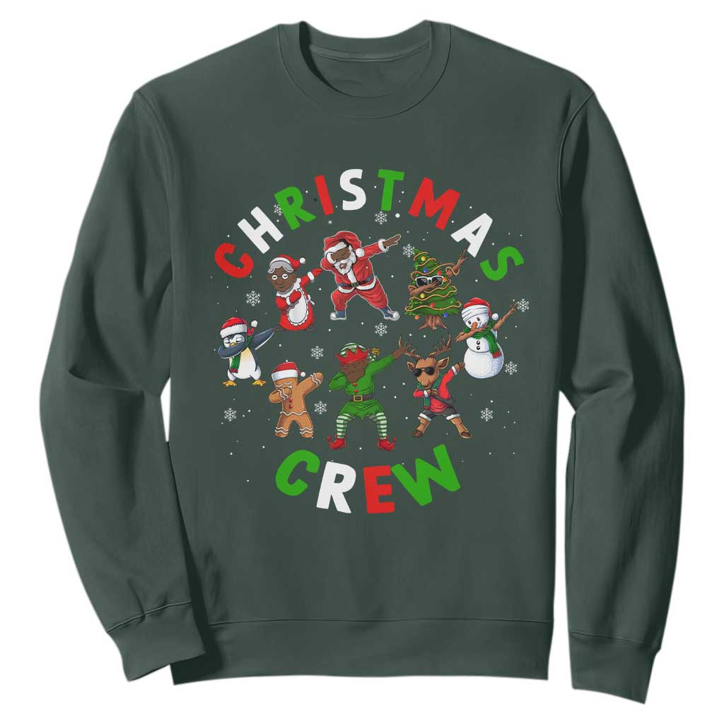 Christmas Crew Sweatshirt Black African American Santa Reindeer Snowman Dabbing TS09