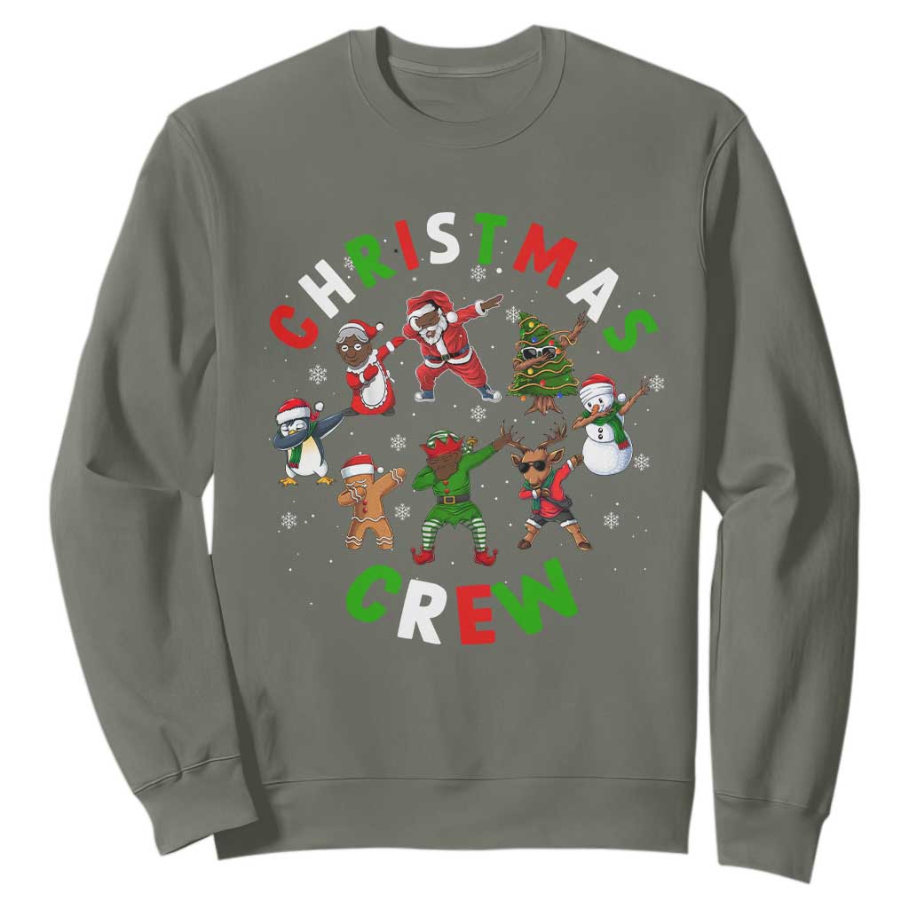 Christmas Crew Sweatshirt Black African American Santa Reindeer Snowman Dabbing TS09
