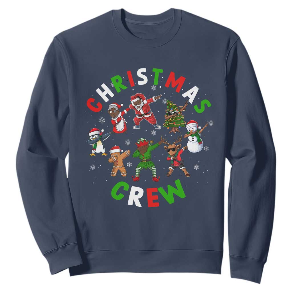 Christmas Crew Sweatshirt Black African American Santa Reindeer Snowman Dabbing TS09