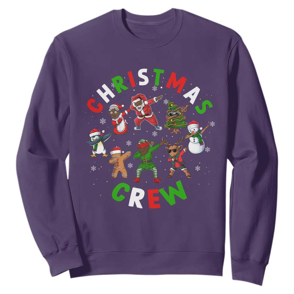 Christmas Crew Sweatshirt Black African American Santa Reindeer Snowman Dabbing TS09