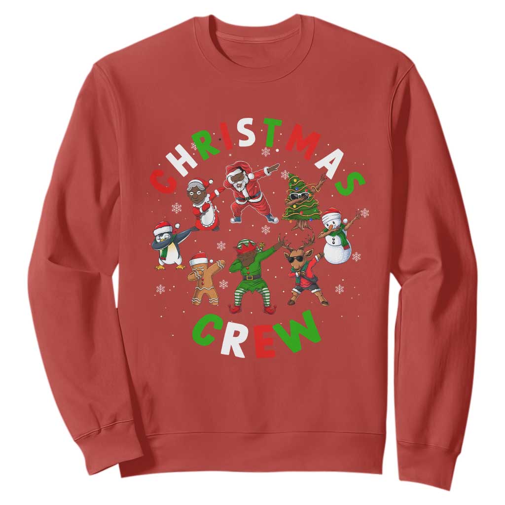 Christmas Crew Sweatshirt Black African American Santa Reindeer Snowman Dabbing TS09