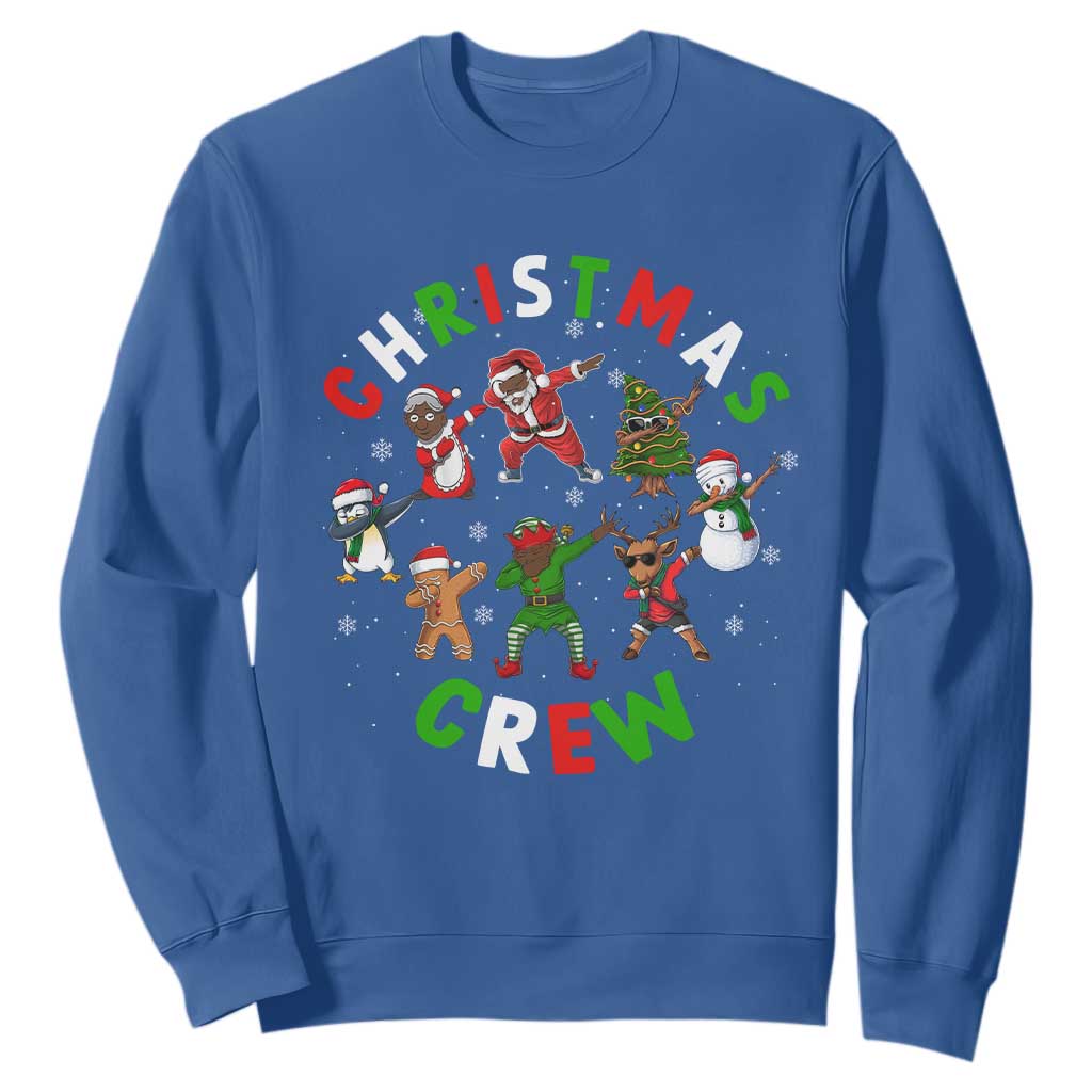 Christmas Crew Sweatshirt Black African American Santa Reindeer Snowman Dabbing TS09