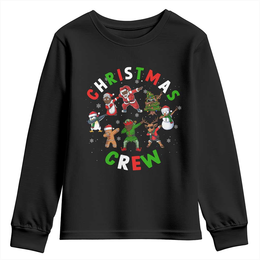 Christmas Crew Youth Sweatshirt Black African American Santa Reindeer Snowman Dabbing TS09