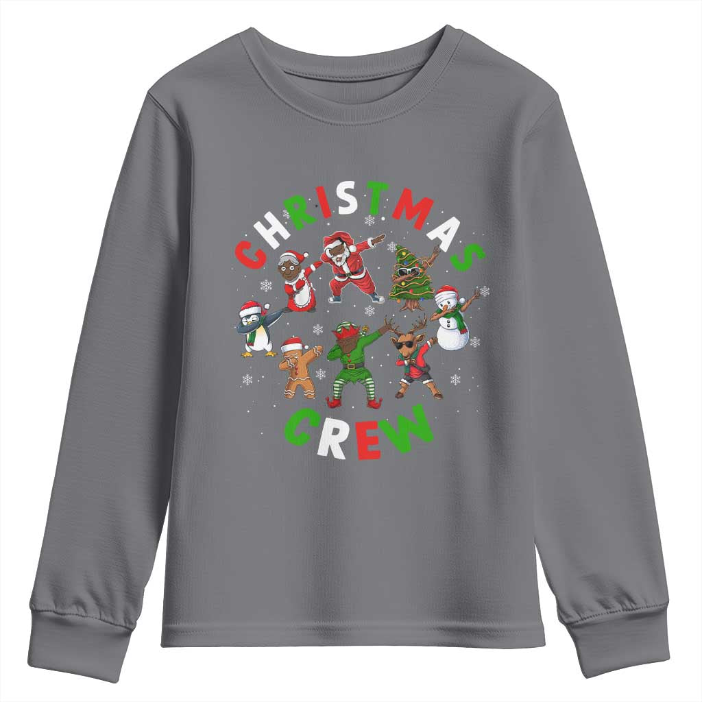 Christmas Crew Youth Sweatshirt Black African American Santa Reindeer Snowman Dabbing TS09