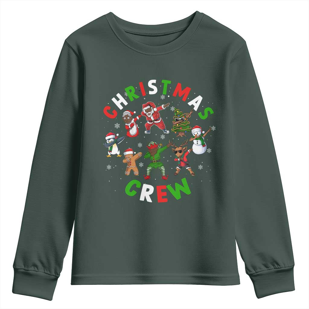 Christmas Crew Youth Sweatshirt Black African American Santa Reindeer Snowman Dabbing TS09