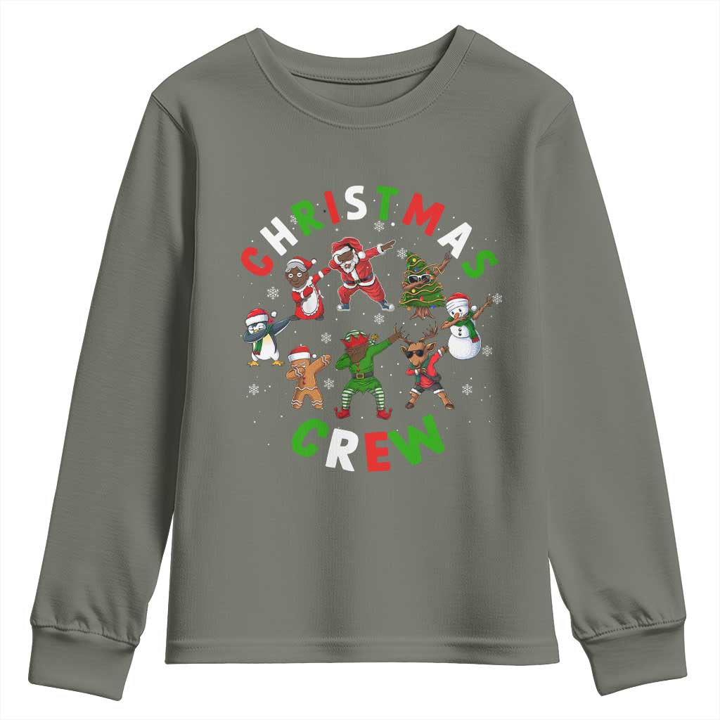 Christmas Crew Youth Sweatshirt Black African American Santa Reindeer Snowman Dabbing TS09