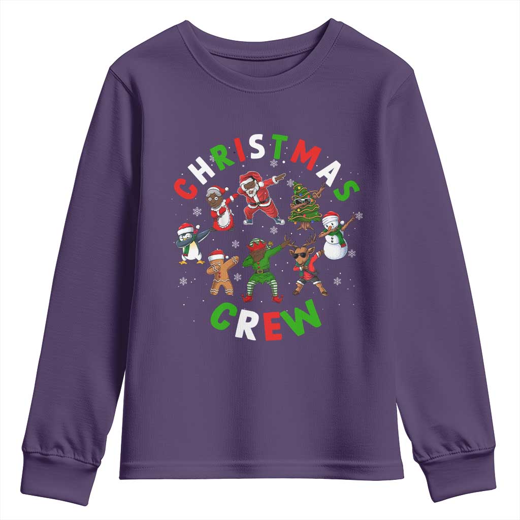 Christmas Crew Youth Sweatshirt Black African American Santa Reindeer Snowman Dabbing TS09
