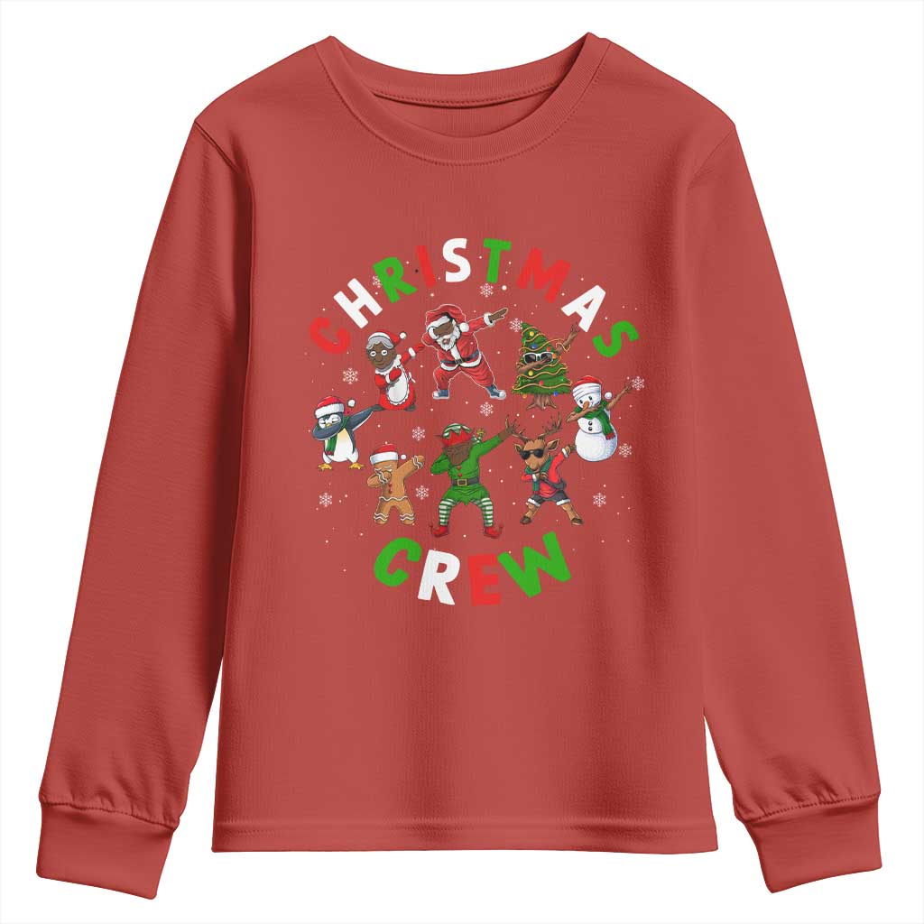 Christmas Crew Youth Sweatshirt Black African American Santa Reindeer Snowman Dabbing TS09