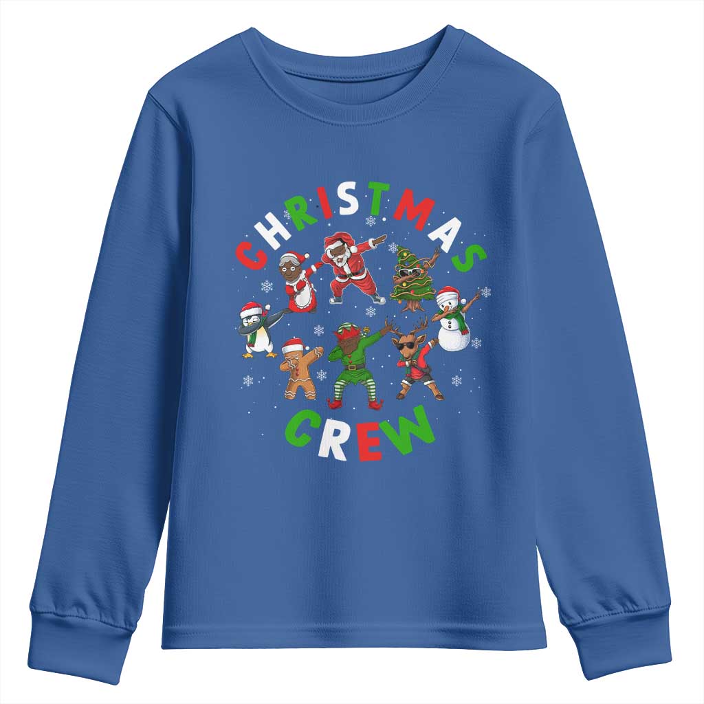 Christmas Crew Youth Sweatshirt Black African American Santa Reindeer Snowman Dabbing TS09