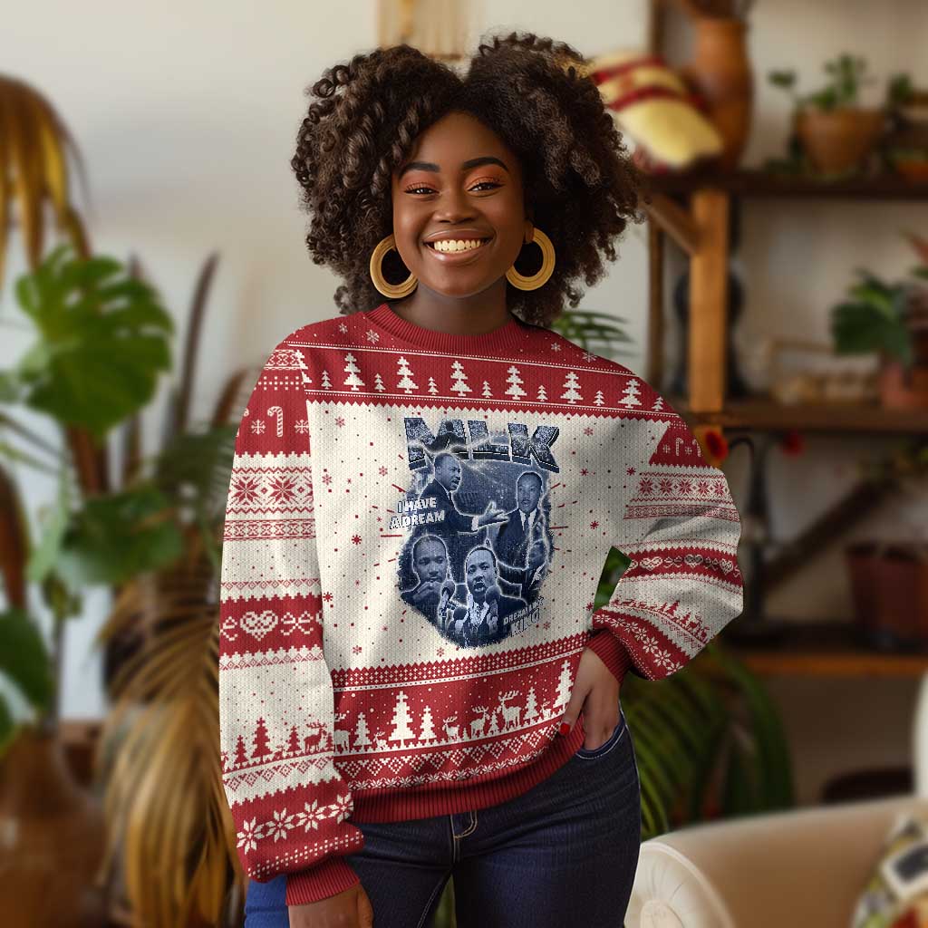 Martin Luther King Jr Ugly Christmas Sweater I Have A Dream Like King MLK Day Black History TS09