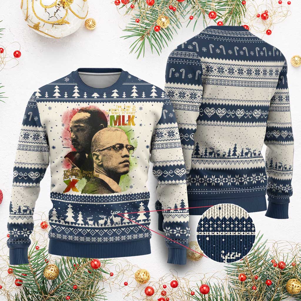 Martin Luther King Jr Malcolm X Ugly Christmas Sweater The Time Is Always Right Prepare For Future Today TS09