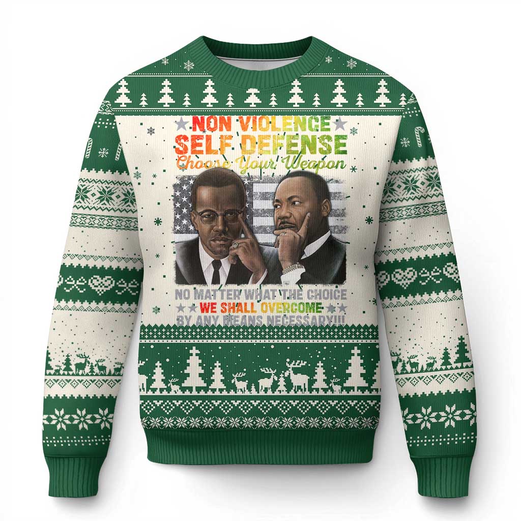 Martin Luther King Jr Malcolm X Ugly Christmas Sweater Choose Your Weapon No Matter What The Choice TS09