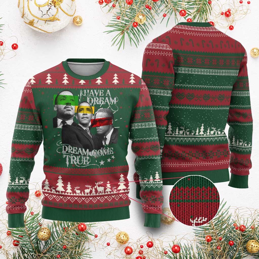 Obama MLK Malcolm X Ugly Christmas Sweater Dreams Come True TS09