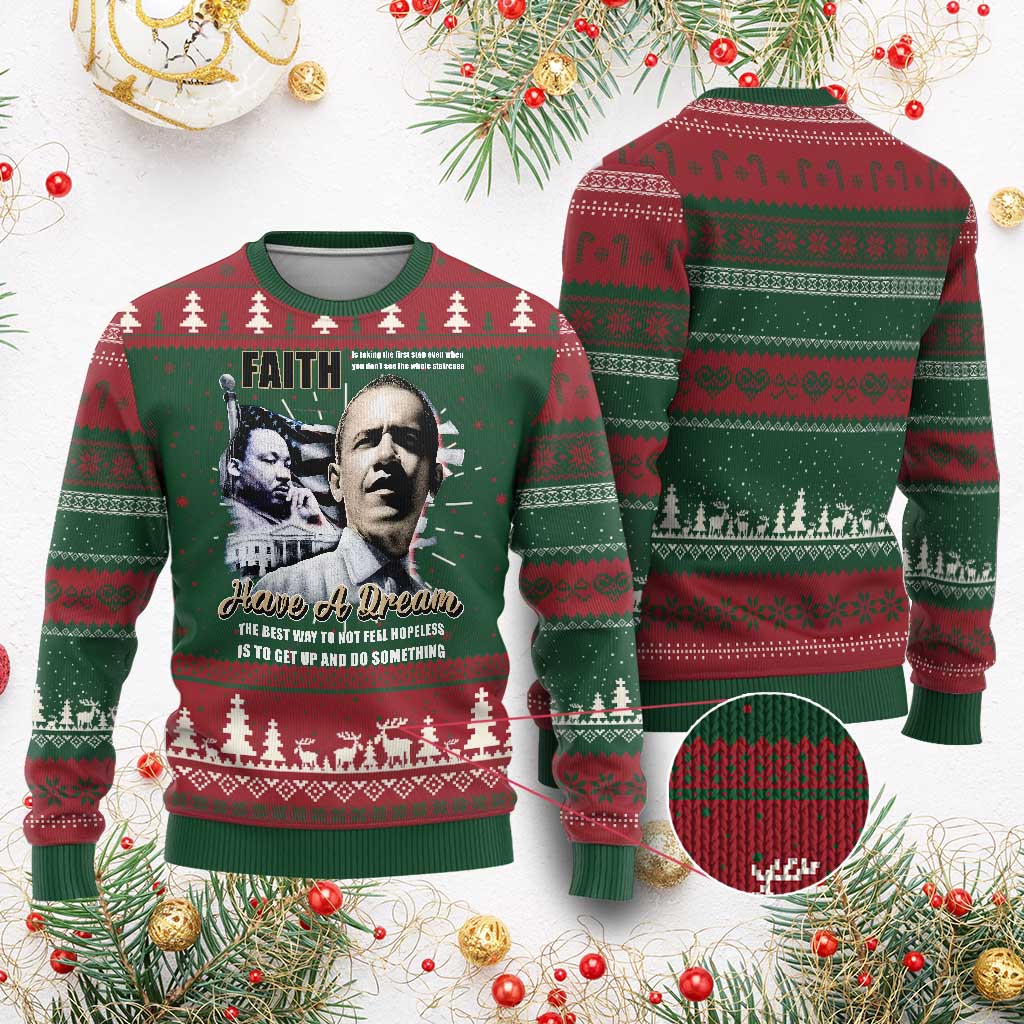 Obama MLK Martin Luther King Jr Ugly Christmas Sweater TS09