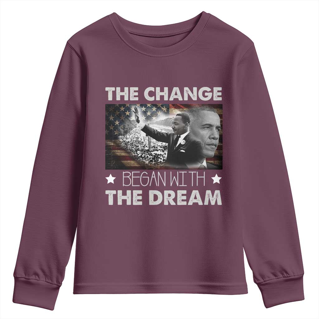 MLK Obama Youth Sweatshirt The Change Began With The Dream TS09