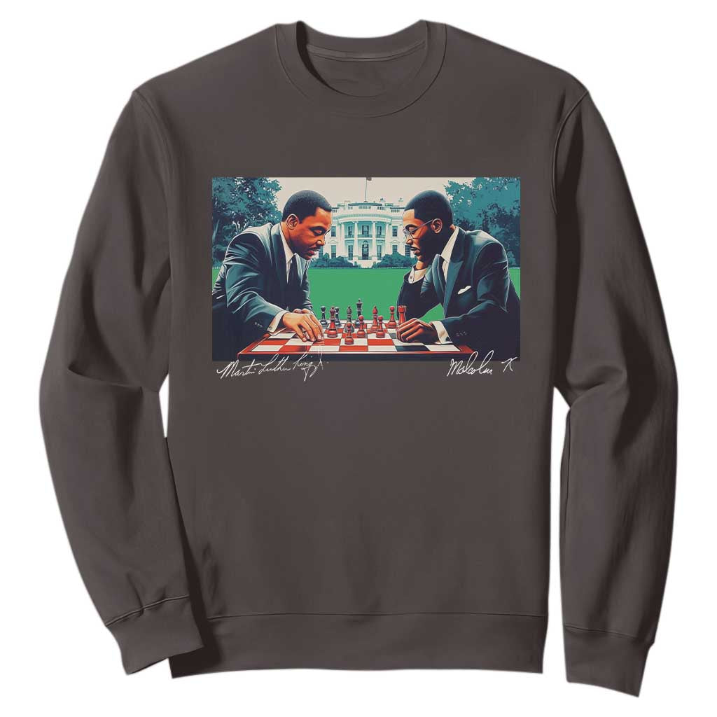 Malcolm X Martin Luther King Jr Sweatshirt Playing Chess White House Black History TS09