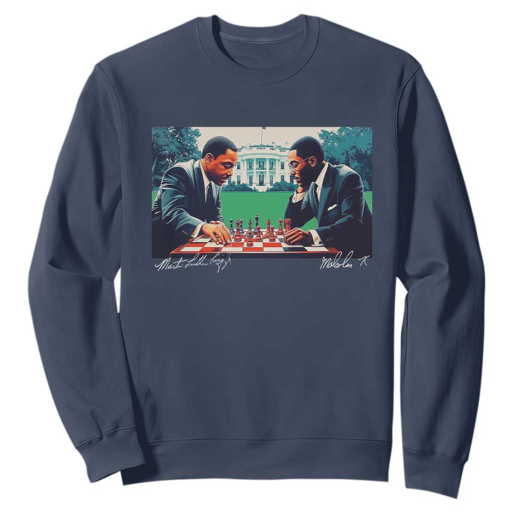 Malcolm X Martin Luther King Jr Sweatshirt Playing Chess White House Black History TS09