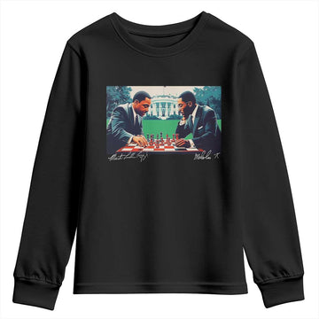 Malcolm X Martin Luther King Jr Youth Sweatshirt Playing Chess White House Black History TS09