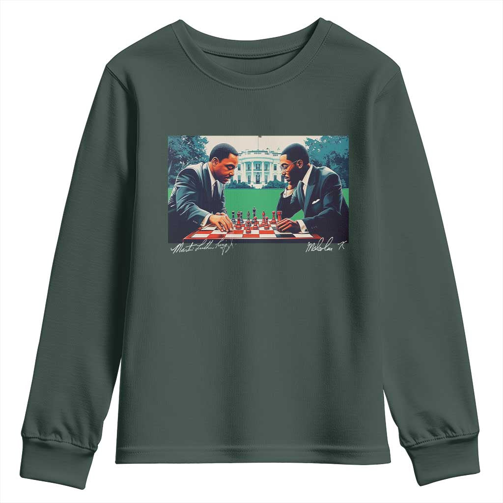 Malcolm X Martin Luther King Jr Youth Sweatshirt Playing Chess White House Black History TS09