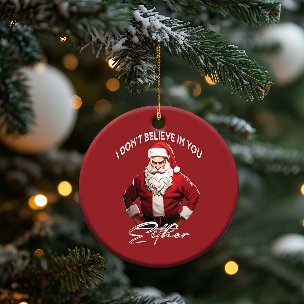 Funny Xmas Christmas Ornament I Don't Believe In You Either Angry Santa TS09