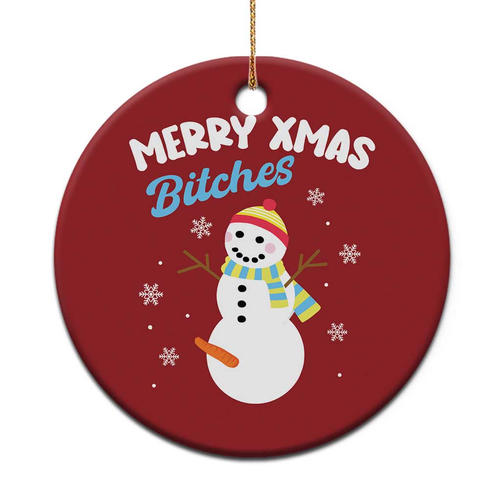 Merry Xmas Bitches Christmas Ornament Naughty Dirty Carrot Snowman TS09