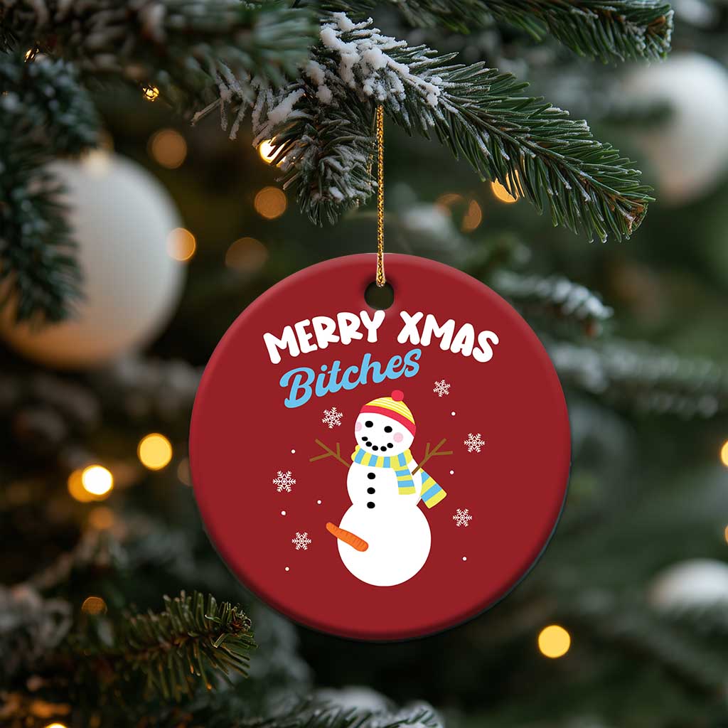 Merry Xmas Bitches Christmas Ornament Naughty Dirty Carrot Snowman TS09